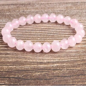 Natural 8mm Rose Quartz Stone Beaded Bracelet for Love Healing Happiness Gift - Picture 1 of 2