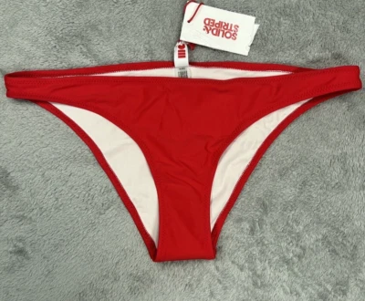 Pantalones de bikini de natación Rachel lisos y a rayas grandes rojos para mujer nuevos con etiquetas Foto 1 de 4