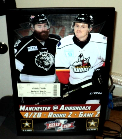 2018 KELLY CUP POSTER Manchester & Adirondack Full Ticket: 12" x 18" Glass: ECHL Cover