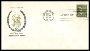 1938 Presidential Series Prexy Sc 813-4 8c with Fidelity cachet Van Buren - Picture 1 of 1
