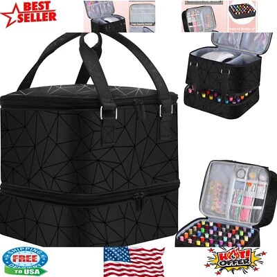 Estuche de transporte de esmalte de uñas de doble capa: diseño elegante para 42+ botellas y lámpara Foto 1 de 4