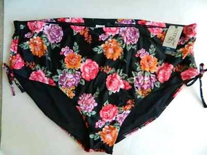 Traje de baño para mujer parte inferior Terra & Sky 5X (28/30) nuevo negro floral control de tiro medio - Imagen 1 de 3