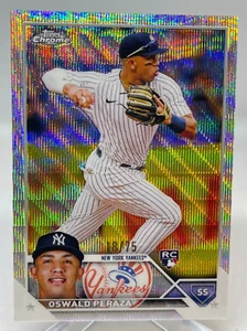 Oswald Peraza 2023 Topps cromado novato onda plateada refractor #18/75 Yankees radiocontrol - Imagen 1 de 10