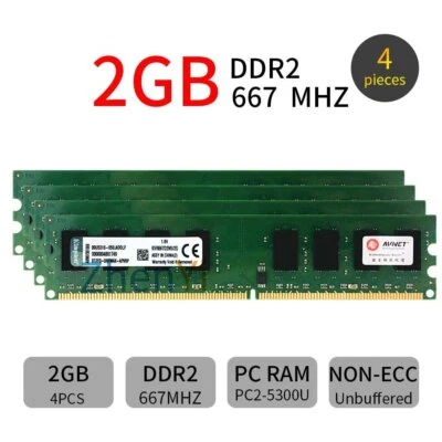 Kingston 8GB 4x 2GB 1GB DDR2 667MHz PC2-5300U 240Pin DIMM Desktop Memory RAM BT - Image 1 of 4
