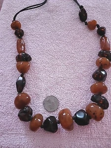 Faux Amber Necklace Chunky Mixed Colors 30" Gorgeous! - Picture 1 of 5