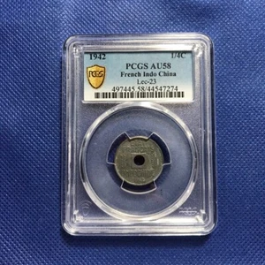 PCGS-AU58 1942 FRENCH INDO CHINA 1/4 CENT, Lec-23 KM#25, ZINKMÜNZE - Bild 1 von 4
