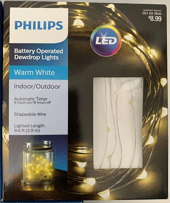 Lote de 3 Luces LED Philips Dewdrop Interior Exterior Funciona con Pilas Blanco, Multi Foto 1 de 4