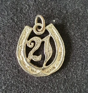 NEW Sterling Silver Number 21 in Horse Shoe Pendant Birthday 21st Good Luck - Picture 1 of 4
