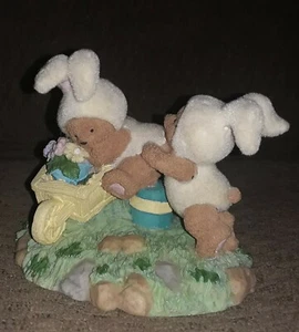 Bears As Easter Bunnies Figurine By Ganz Flocked Figurine - Picture 1 of 12