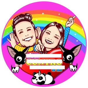 Cialda 3 Te Contro Me LUI E SOFI Decorazione Torta Ostia personalizzata - Foto 1 di 1