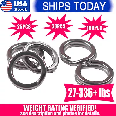 25/50/100 PCS Stainless Steel Heavy Duty Fishing Split Rings Big Game Saltwater - Image 1 of 4