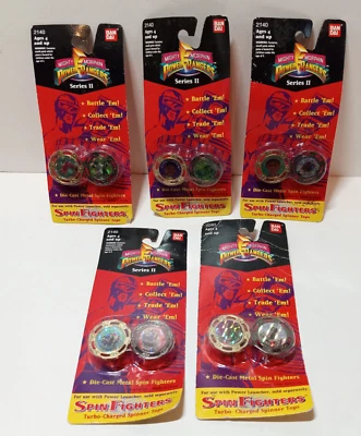 NEW Lot of 5 Packs Mighty Morphin Power Rangers Spin Fighters Billy 1994 Bandai - Image 1 of 4