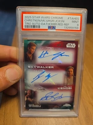2025 Topps Chrome Star Wars Tripple Auto Anakin, Obi-Wan, Mace Windu. - Image 1 of 4