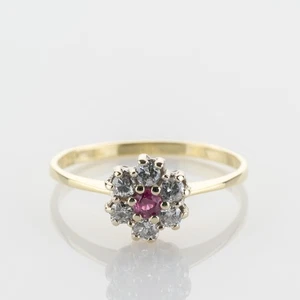 0.10ct Ruby and 0.36ct Diamond Ring in 14K Gold - Picture 1 of 5