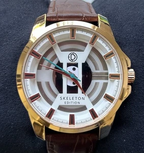Deus Men's Skeleton Edition Watch Brown White Wristwatch - Picture 1 of 4