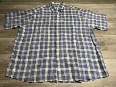 Peter Millar Men's Dress Shirt Size 2XL Blue Button Up Check Plaid Short Sleeve - Image 1 of 4