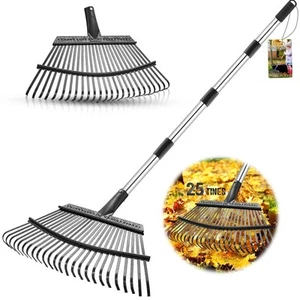 Rake for Leaves, 65 Inch Adjustable Long Handle Garden Leaf Rake, 18 Inch Wid... - Picture 1 of 6