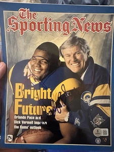 Foto firmata Beckett 8x10 Orlando Pace Dick Verneil calcio sport illustrato - Foto 1 di 3