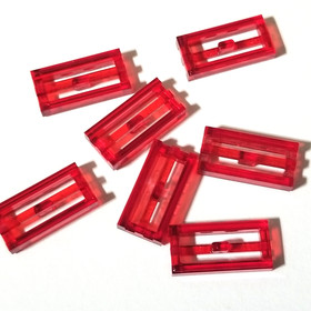 7X LEGO 2412 / 30244 1x2 Tile Grille Trans Red (7 Pieces)