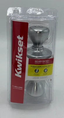 Perilla de puerta de entrada con llave Kwikset 400W 26D puertas de casa móvil solo cromo satinado Foto 1 de 4