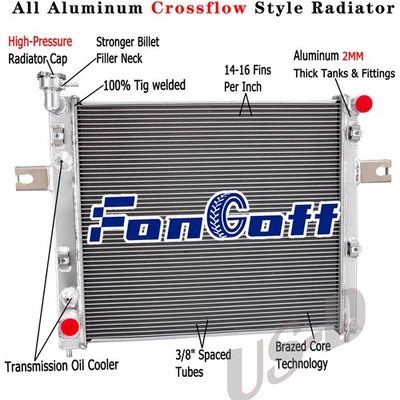 3 Row Aluminum Radiator for 1999-2004 2002 Jeep Grand Cherokee 4.0L l6 AT CC2262 — 第 1/4 张图片