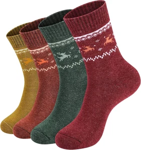 Pack of 4 Womens Wool Socks Hiking Thick Knit Outdoor Recreation Soft and Comfor - Picture 1 of 12