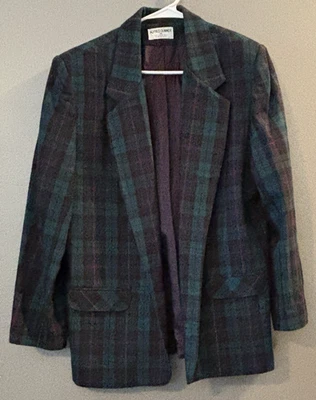 Vintage Alfred Dunner Wool Tartan Blazer Size 14 - Image 1 of 4