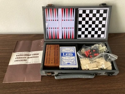Dominoes 6-in-1 Game Set Backgammon Chess Cribbage Dominoes Checkers Cards - Image 1 of 3