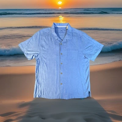 Camisa Hawaiana Tommy Bahama Azul Diseño Floral 100% Seda Como Nueva Talla Grande Foto 1 de 4