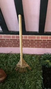 1:12th Dolls House Miniature Wooden Garden Rake NEW Gardening Tool Grass Shed - Picture 1 of 2