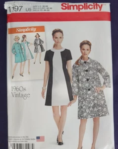 VINTAGE REPRO 1960s SIMPLICITY DRESS COAT OUTFIT SEWING PATTERN 16-24 UNCUT - Picture 1 of 2