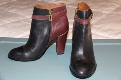 Botines de cuero de tacón alto para mujer de Ivanka Trump negros y marrones ~ talla 7 Foto 1 de 4