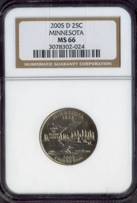2005-D Minnesota State Quarter NGC MS66 Business Quality - Image 1 of 2