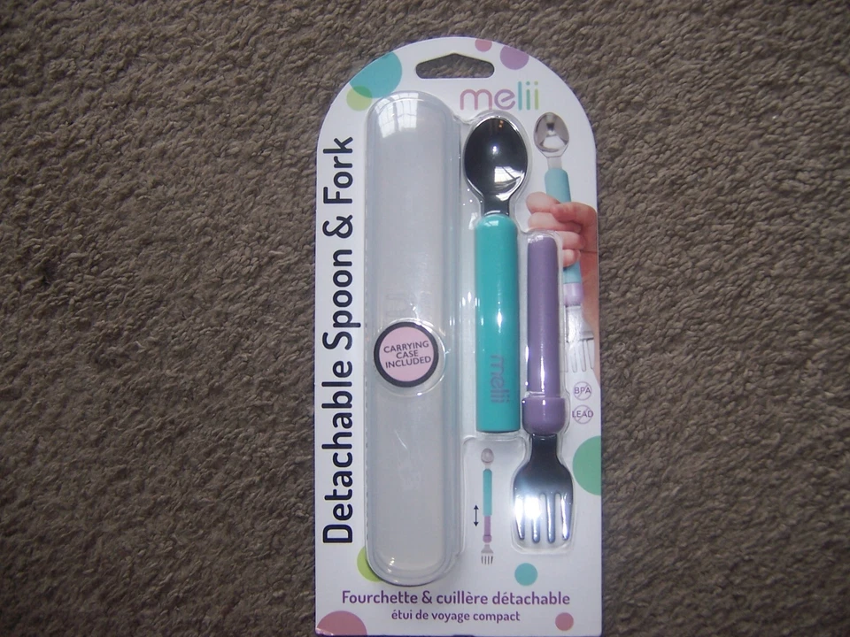 Lote de 2 tenedores y cuchara de viaje Spork On The Go verde púrpura caja ACE Foto 1 de 1