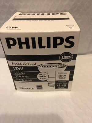 6pk Philips  LED Lamp 12W PAR30S/F25 White Flood 3000K - Image 1 of 3