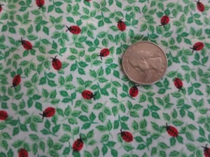 3495. Fabric Traditions LADYBUGS & LEAVES Cotton FABRIC - 44" x 3 yds - Picture 1 of 3