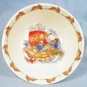 Royal Doulton Bunnykins Cereal Bowl Rabbit Scenes Raft Childs 80608 Albion - Picture 1 of 5