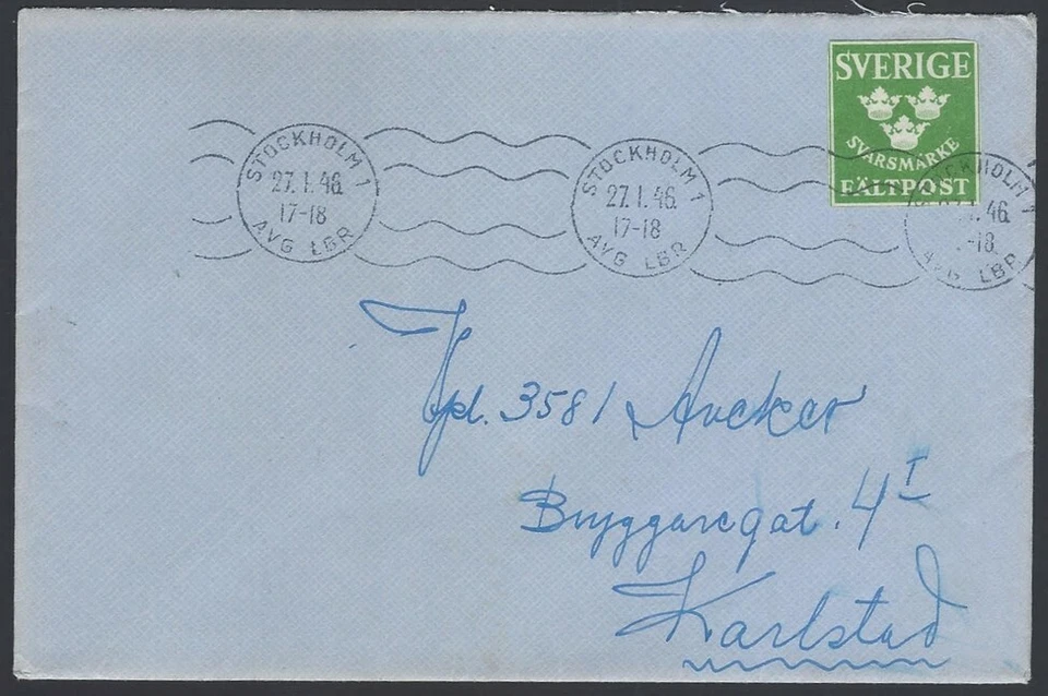 Sweden Military stamp on 1945 cover - Image 1 of 1