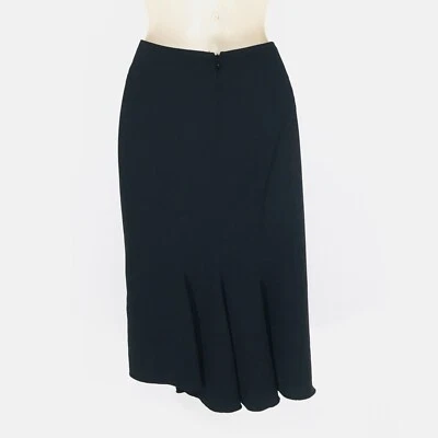 BCBGMAXAZRIA Mermaid  Skirt Women’s Sz 8 Black Pencil Front Lined Zip Pleat Hem - Image 1 of 4