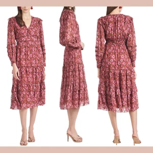 NWT $395 Sachin & Babi [ 6 ] Ronnie Bloom Floral Long Sleeve Midi Dress #6913 - Picture 1 of 14