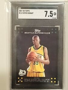 2007-08 TOPPS KEVIN DURANT #112 RC ROOKIE BLACK BORDER SUPERSONICS SGC 7.5 NM+