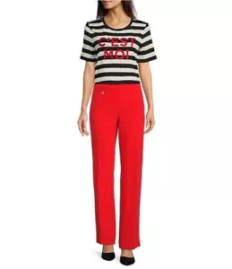 KARL LAGERFELD PARIS Women Apple Stripe T-Shirt Size M NWT - Picture 1 of 8