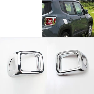 ASG 1 Pair Tail Light Covers Chrome Rear Lamp Trims For 2016 2017 Jeep Renegade - Picture 1 of 5