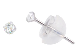 1.5 mm Genuine Diamond Round Prong Set Stud Earrings in 14k White Gold - Picture 1 of 2
