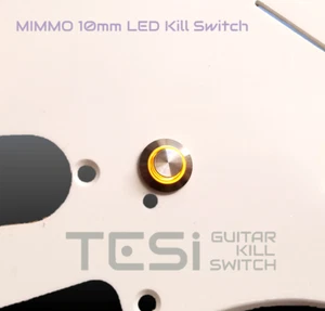 Interruptor de apagado de guitarra Tesi MIMMO 10 MM LED pulsador momentáneo Stnls Stl/amarillo - Imagen 1 de 2