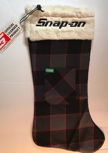 Snap-On Tools Weihnachtsstrumpf von Dixxon rot grau kariert mit Fronttasche NEU - Bild 1 von 5