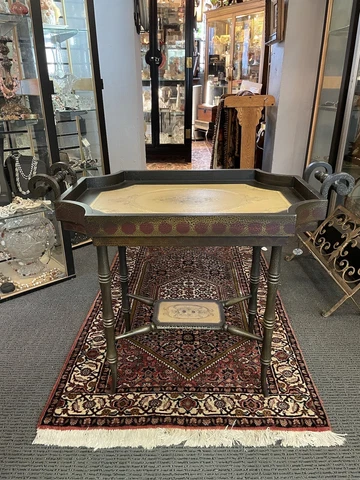 Vintage Designer Two Piece Tea Tray Table with Crackle Finish Cover
