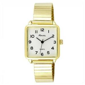 Ravel Ladies Square Watch in Gold with Expanding Bracelet Strap - R0239.01.2