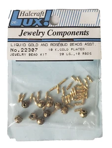 NOS Halcraft De-Lux 10k vergoldet Twist Perlen & Rosenknospen Perlen Handwerk USA - Bild 1 von 3