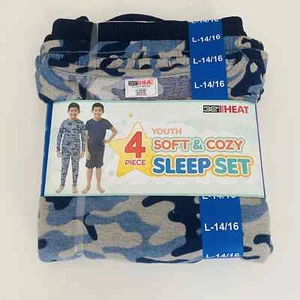 32 Degrees Boy's 4-Piece Soft&Cozy Pajama Set, Color Navy Camp, Size L-14/16,NWT - Picture 1 of 6